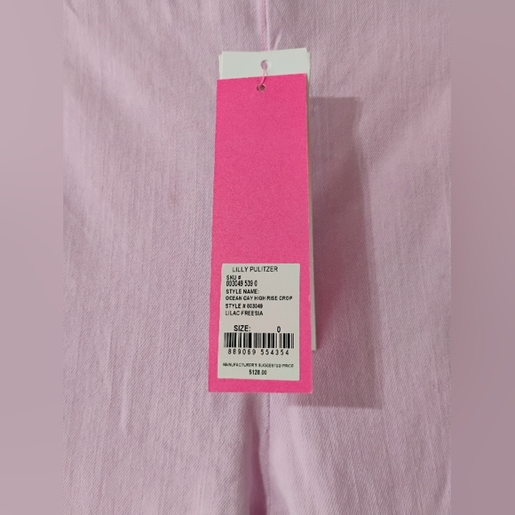 Women's Lilly Pulitzer Ocean Cay High Rise Crop Lilac Freesia Size 0 - Picture 9 of 10
